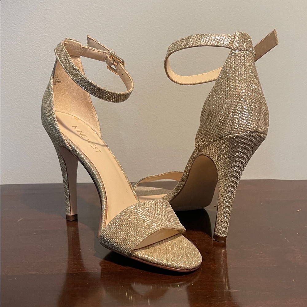 Nine West Sparkling Gold Heels